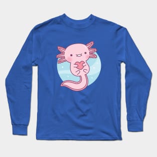 Cute Axolotl Hugging Heart Long Sleeve T-Shirt